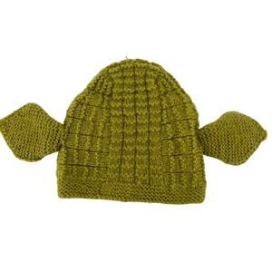 Andes Gifts Unisex Kid's Beanie Knit Hat‎ With Ears Green Shrek Yoda Alpaca Peru